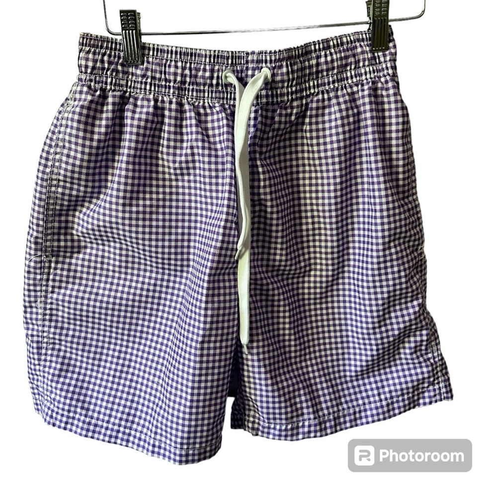KANU SURF Swim Shorts Mens‎ Medium Purple Gingham Mesh-Lined Swim Trunks
